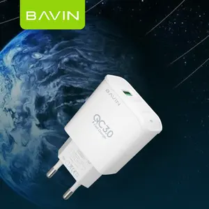BAVIN PC505Y Hot jual EU plug 2PIN Adapter QC3.0 pengisi daya cepat dengan kabel pengisi daya ponsel