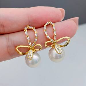 22376DIY Pendientes de Plata S925, Accesorios de Moda con Soporte Circular Vacío de 9-15 mm, Lazo y Tachuelas para Oreja, Accesorio para Perlas DIY - Product Image 2