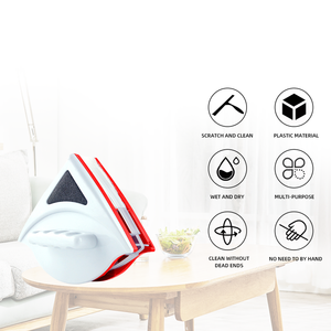 Rondelle de verre de luxe Double côtés 15*15*5cm Redblue nettoyage en profondeur fenêtre <span class=keywords><strong>raclette</strong></span> brosse caractéristique magnétique Restaurant douche caoutchouc - Product Image 5