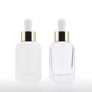 Flacon compte-gouttes en verre transparent givré de luxe de 30 ml compte-gouttes givré à dessus doré carré de 30 ml compte-gouttes givré à dessus doré de 30 ml - Product Image 4