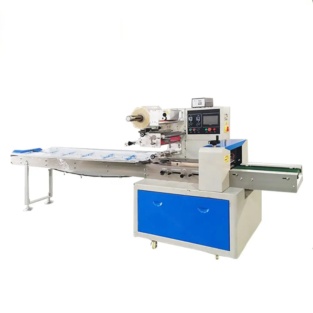 Automatic horizontal wrapping flow packing lolly pop stick frozen snack pillow type packaging machine for spaghetti noddles