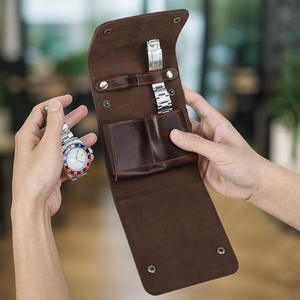 علب ساعات جيب مربعة الشكل من الجلد الطبيعي المتين مع بطانة من الجلد المدبوغ الصديق للبيئة، عبوة من قطعتين - Product Image 5