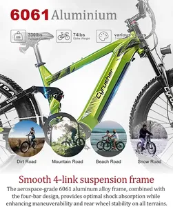 <span class=keywords><strong>Bicicleta</strong></span> Eléctrica para Adultos EU <span class=keywords><strong>Cyrusher</strong></span> Ranger 2.0, Motor Trasero sin Escobillas de 250W, Todoterreno, Batería de 52V 20Ah, Neumático Grueso de 26 Pulgadas - Product Image 3