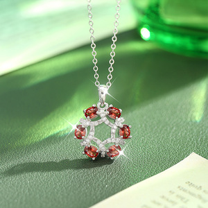 Collier pendentif cercle en pierre naturelle ovale 3*4mm, pavé de 9 pierres fines, en argent sterling 925, bijoux en pierres précieuses colorées, inaltérable - Product Image 5