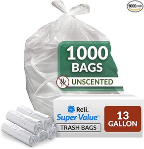 Bolsas de Basura Grandes para Cocina de 13 Galones con Cordón, 24x33 Pulgadas, Sin Perfume, Blancas, Paquete al por Mayor de 1000 Unidades, Bolsas de Basura Personalizadas - Product Image 2