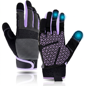 Gants anti-choc JNA GROUP, noirs, avec bouts des doigts texturés en PU, bracelet élastique antidérapant, sans latex, 7 oz, 16 pouces - Product Image 1