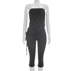 Viviblook D26JP142 Mono de una pieza para mujer, sexy, sin tirantes, con cordón ajustable, de color liso, estilo bodycon, para verano - Product Image 2