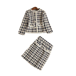 Traje de Blazer de tweed blanco <span class=keywords><strong>y</strong></span> negro Swallow Gird - Product Image 4