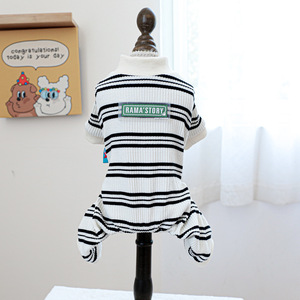 PETCIRCLE Pet <b>Clothes</b>, Dog and <b>Cat</b> Outfits, Onesie, Black and White Striped Home Wear - Product Image 5