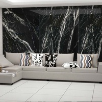 Feuille de marbre PVC enduit UV pour l'intérieur, panneau de marbre PVC pour salle de bain, conception en pierre naturelle PVC pour fond TV