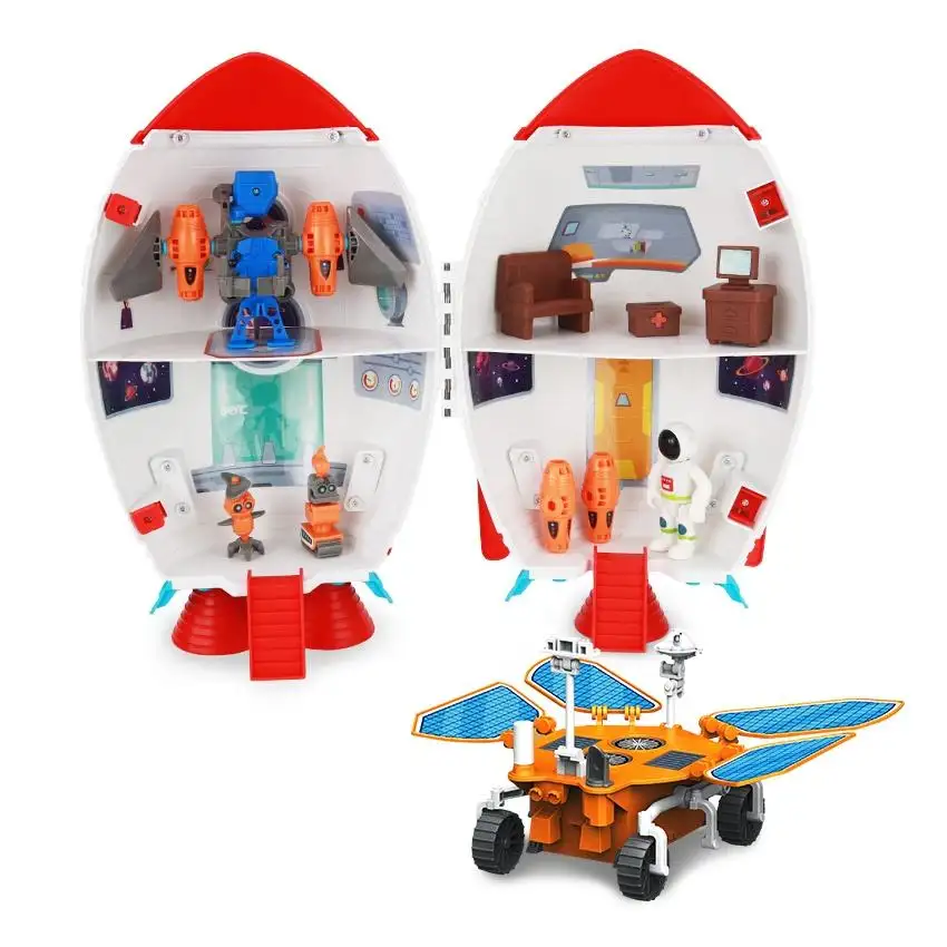 幼児教育パズル宇宙飛行士モデルの子供たちは手動で有人ロケットセットのおもちゃを組み立てます