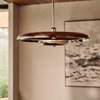 Luminaire suspendu rond moderne en nickel poli de 20 pouces pour salle à manger, îlot de cuisine, salon