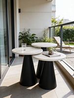 Table d'appoint moderne de luxe nordique pour salon, balcon, table basse en dalle de roche, finition marbre, petite taille