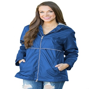 Chaqueta impermeable <span class=keywords><strong>de</strong></span> alta calidad con cremallera y bolsillo para mujer, <span class=keywords><strong>abrigo</strong></span> con capucha y ajuste perfecto para adultos, Pastel color sólido, venta al por mayor - Product Image 4