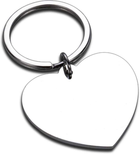 Moda personalizado Diy corazón colgante llavero joyería personalizada en blanco impresión láser grabado acero inoxidable impermeable llavero - Product Image 2