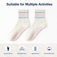 Chaussettes de Pilates respirantes pour femmes avec logo personnalisé, chaussettes antidérapantes à grip, chaussettes en coton tricoté confortables pour le yoga et les exercices de printemps