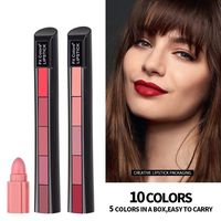 Ensemble de rouges à lèvres cosmétiques miniatures mignons et hydratants, fini mat, 5 en 1, 5 couleurs, design d'emballage transparent en forme de petite marguerite