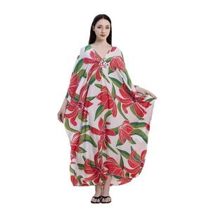 Couverture de plage tissée à la main en rayonne florale respirante grande taille Robe de <span class=keywords><strong>vacances</strong></span> d'été décontractée Bikini 16 couleurs Protection solaire Midi - Product Image 2