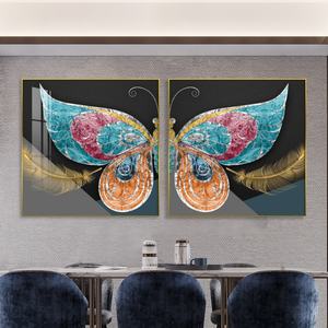 Venta al por Mayor de Fábrica, Personalización de Lujo, Impresión de Alta Definición, Decoración del Hogar, Pintura de Porcelana con Cristales de Mariposa, Luz LED - Product Image 1