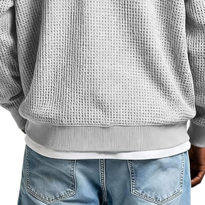 Pull en tricot uni à manches longues pour homme, décontracté, tendance, avec décoration boutonnée, respirant, anti-rétrécissement, coupe-vent, 2025 - Product Image 4