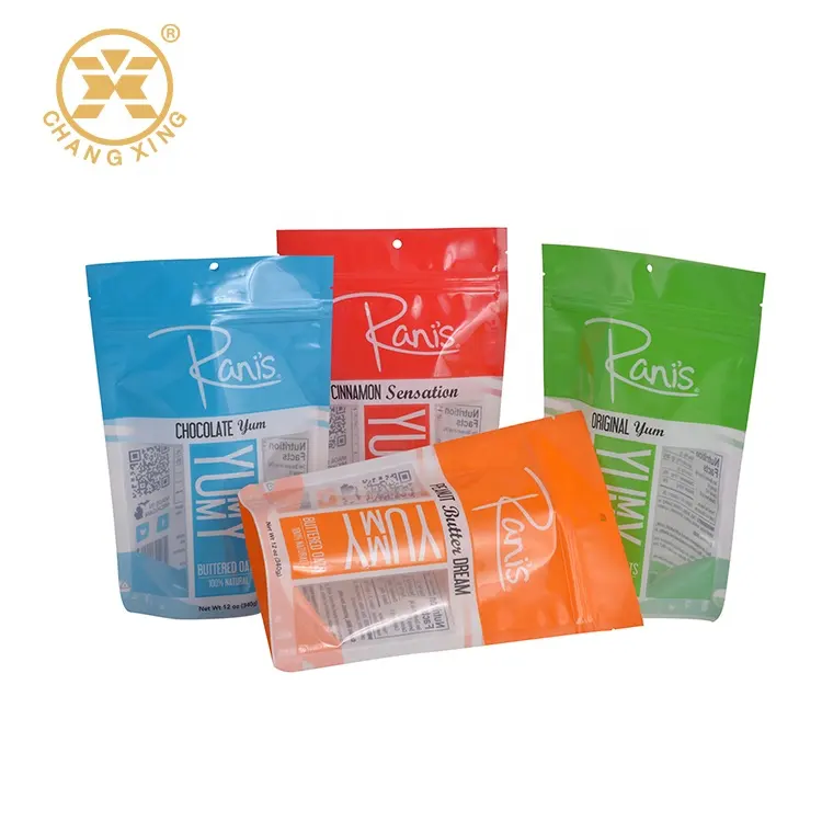 Clear Window 250g sacchetto di imballaggio per condimenti per spezie stampa personalizzata Stand Up Pouch sacchetti per imballaggio alimentare per condimento