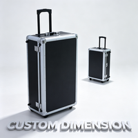 Valise trolley en aluminium noir avec poignée télescopique, roulettes et sangles auto-agrippantes, valise roulante en aluminium avec EVA