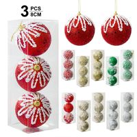 Boules de Noël floquées super scintillantes, peintes à la main, décorations créatives pour sapin de Noël, boules de Noël en paillettes et mousse