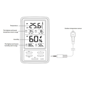 Estación Meteorológica de detección de temperatura electrónica para exteriores e interiores con alarma de sonido y luz Material ABS compatible con OEM/ODM - Product Image 3