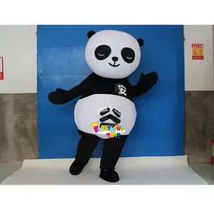 Costume de mascotte de panda de dessin animé personnalisé, costume de fête pour adulte