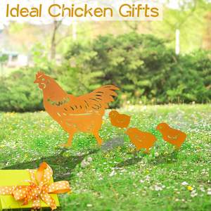 Rusty Metal Rooster Silhouette Stake Outdoor Garden Ornament Decor para Lawn Patio - Product Image 2