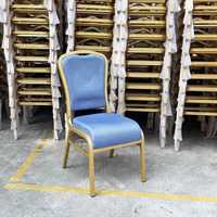 Chaises de Fête et d'Événement Bleues Rembourrées en Gros, Chaises de Banquet d'Hôtel en Tissu avec Dossier et Assise Rembourrés