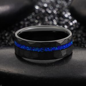 Poya Bijoux En Gros Bleu <span class=keywords><strong>Opale</strong></span> Incrustation <span class=keywords><strong>Prix</strong></span> Tungstène Anneaux De Mariage pour Couple - Product Image 5