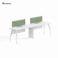 Station de travail commerciale pour 2 personnes avec structure de base partagée et solution de bureau moderne pour usage professionnel
