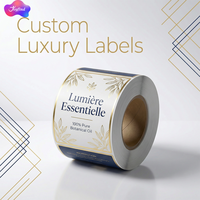 Étiquettes personnalisées imperméables en vinyle en rouleau pour emballages de bouteilles, logo personnalisé brillant, étiquettes de luxe personnalisées pour emballages cosmétiques