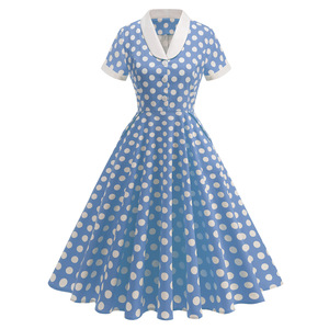 Robe vintage à pois jaune avec col Peter Pan blanc, style rétro des années 1950, robe décontractée pour soirée - Product Image 3
