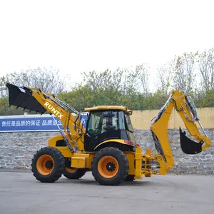 Runtx Russia Hot Selling Small Backhoe Loader Compact 2.5 Ton 4 Wheel Steering Backhoe Loader With Telescopic Boom