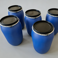 Fût en plastique de qualité alimentaire 200L avec couvercle à pince, fût de transport robuste en PEHD à ouverture par le haut, poids net 9,5 kg