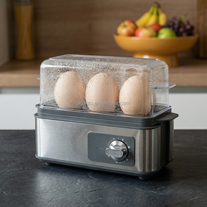 Cuiseur à œufs électrique compact 210W à prix d'usine, pour 3 œufs, <span class=keywords><strong>en</strong></span> acier inoxydable, avec minuterie 30 minutes et arrêt automatique, OEM - Product Image 1