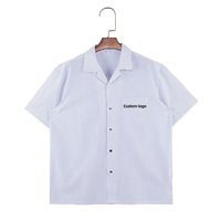Chemises boutonnées pour hommes personnalisées étiquettes unies décontracté Vintage été imprimé blanc à manches courtes Camp chemises à col cubain