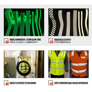 <span class=keywords><strong>Tissu</strong></span> lumineux en coton vert jaune longue lueur dans le ruban de <span class=keywords><strong>tissu</strong></span> sombre pour vêtements de veste - Product Image 3