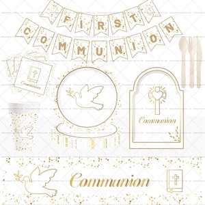 Assiettes et serviettes en papier jetables écologiques DAMAI pour la première communion et le baptême, décorations de fête - Product Image 3