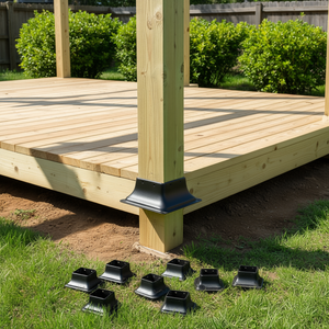 Base de poteau en acier au carbone enduit de poudre, robuste, 4x4, pour terrasse en bois, garde-corps de véranda, 10 pièces - Product Image 2