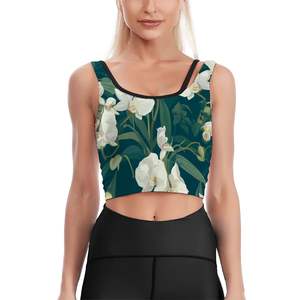 Soutien-gorge de sport à bretelles de yoga élastique moyenne image personnalisée haut court sexy vêtements de fitness sans couture léger motif imprimé doublure en spandex - Product Image 2