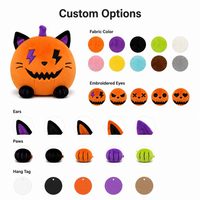 Peluche chat citrouille d'Halloween personnalisée, jouet en peluche doux, poupée animale fantaisie, chat mignon effrayant avec éclairs, décoration, faible MOQ, OEM, ODM
