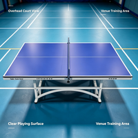 Table de tennis de table électrique réglable en hauteur pour commande en gros, surface anti-rayures UV de 25 mm pour clubs, lieux de loisirs, logo personnalisé