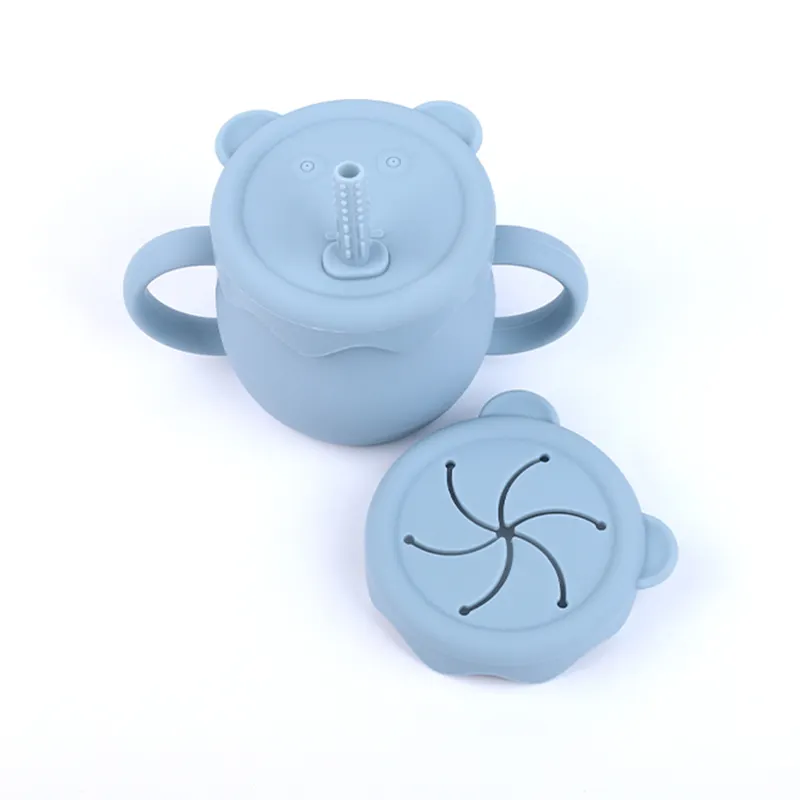 food grade bap free soft 2 in 1 silicone baby sippy cup
