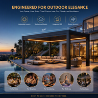 Pergola motorisée d'extérieur, gazebo mural en aluminium, auvent imperméable avec toit à lamelles ouvrables pour balcon, respectueux de l'environnement