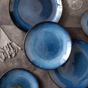 Hot Selling <b>Plate</b> Sets Blue Dishes Round <b>Ceramic</b> Dinner <b>Plates</b> for Restaurants - Product Image 2