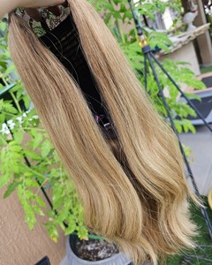 Nouvelle perruque chapeau de conception innovante, pré-coupée, à couches, en cheveux humains Remy traités de qualité supérieure, vierges européens, <span class=keywords><strong>blond</strong></span> clair brun, densité moyenne 150% - Product Image 4
