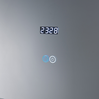 Miroir de salle de bain LED sans cadre de luxe, anti-buée, rétroéclairé, intelligent, avec capteur tactile, horloge et affichage de la température